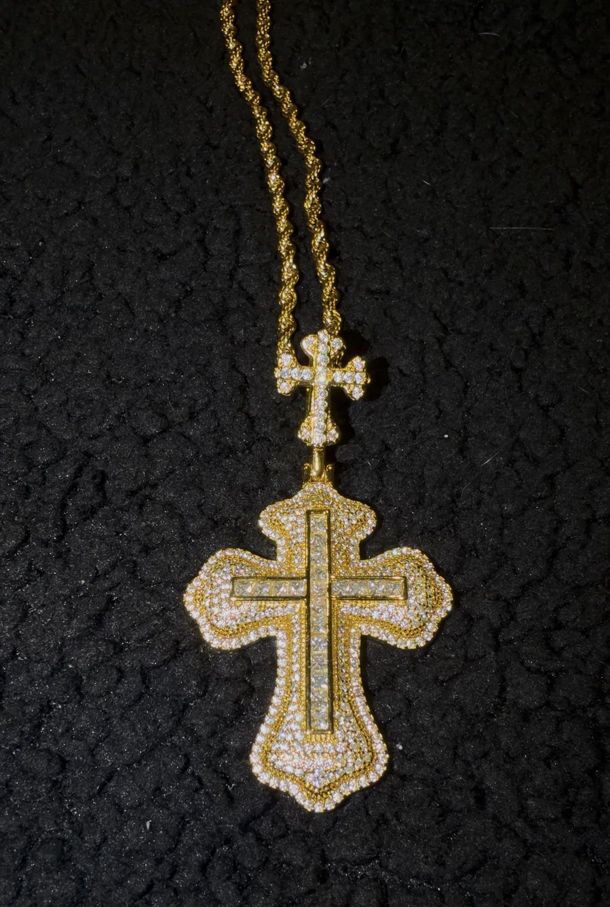 Fully Iced Out Moissanite Cross Pendant