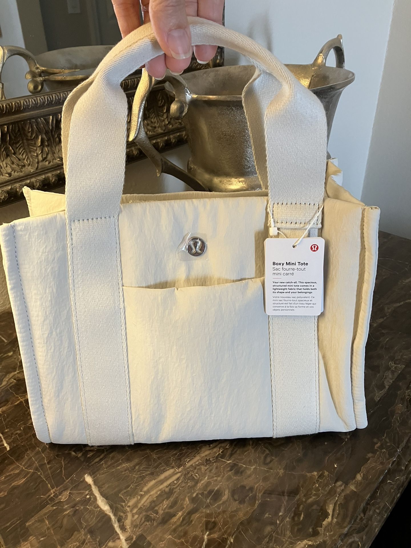 Lululemon Boxy Mini Tote Handbag Crossbody Strap Snap Closure Bone Brand New with Tags Purchased directly from Lululemon Store