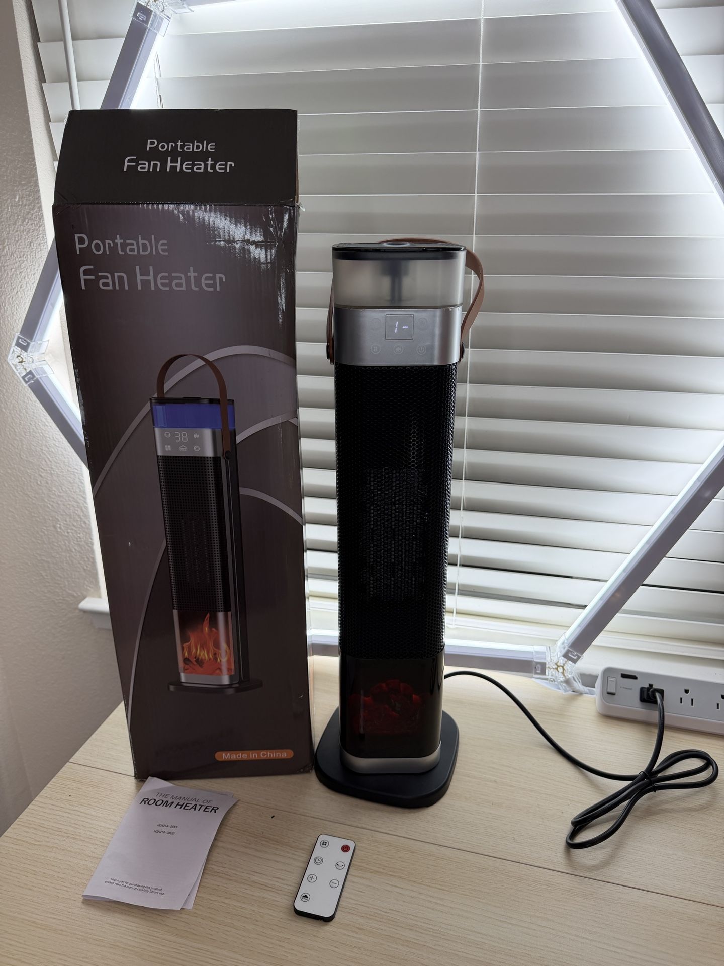 Brand New Tower Space Heater, Portable Electric Space Heaters for Indoor Use with Thermostat,Spray Humidification,3D Simulated Charcoal SKU261-S1