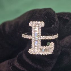 INTIAL "L" VVS D MOISSANITE  AND 925 STERLING SILVER 