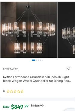 Kviflon 60-Inch 30-Light Black Wagon Wheel Chandelier