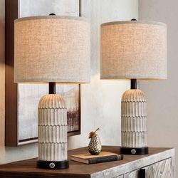 OYEARS 22.5” 3-Way Dimmable Touch Control Table Lamp Set of 2