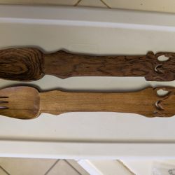Wooden Elephant Carved Serving Spoon And Fork In San Fernando 91340