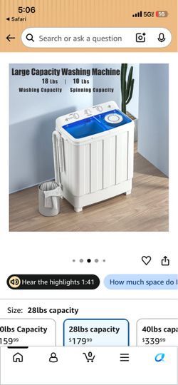 Portable Twin Tub Washing Machine 28 lbs