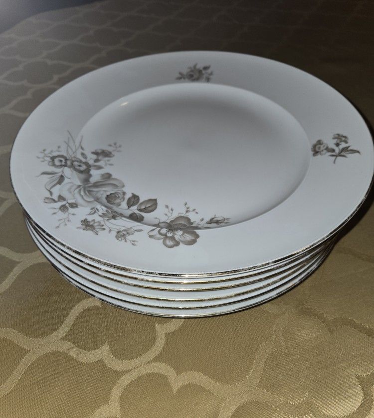 Vintage Johann Haviland fine China Twilight Rose- Bavaria Germany 6 Dinner Plates