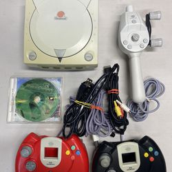 Sega Dreamcast Console With 2 Controllers, Sega Fishing Rod and