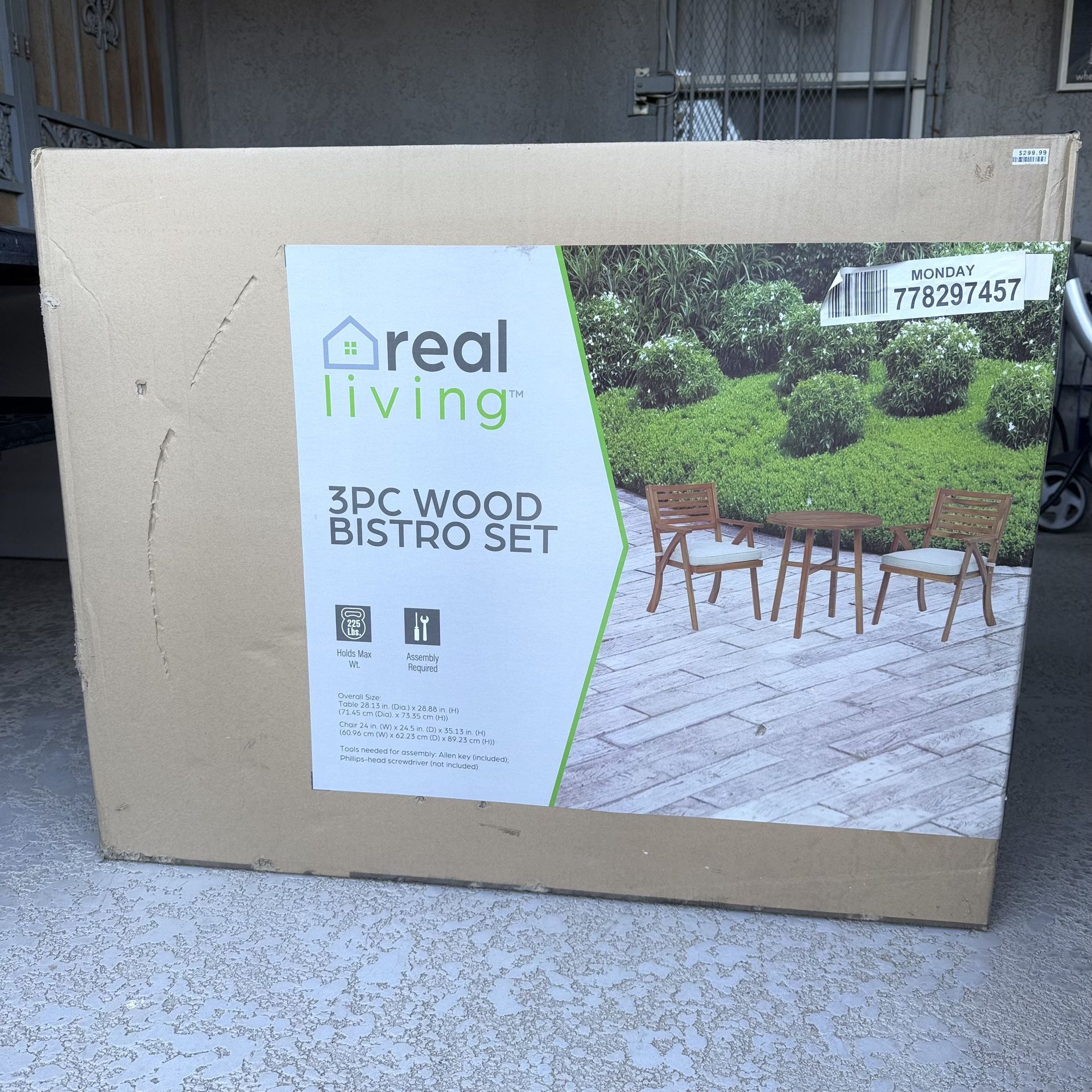 Real Living 3pc Wood Bistro Set