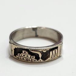 Sterling Silver & 14k Native American Ring - Size 9