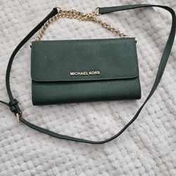 Green Michael Kors Cross Body Purse/ Wallet