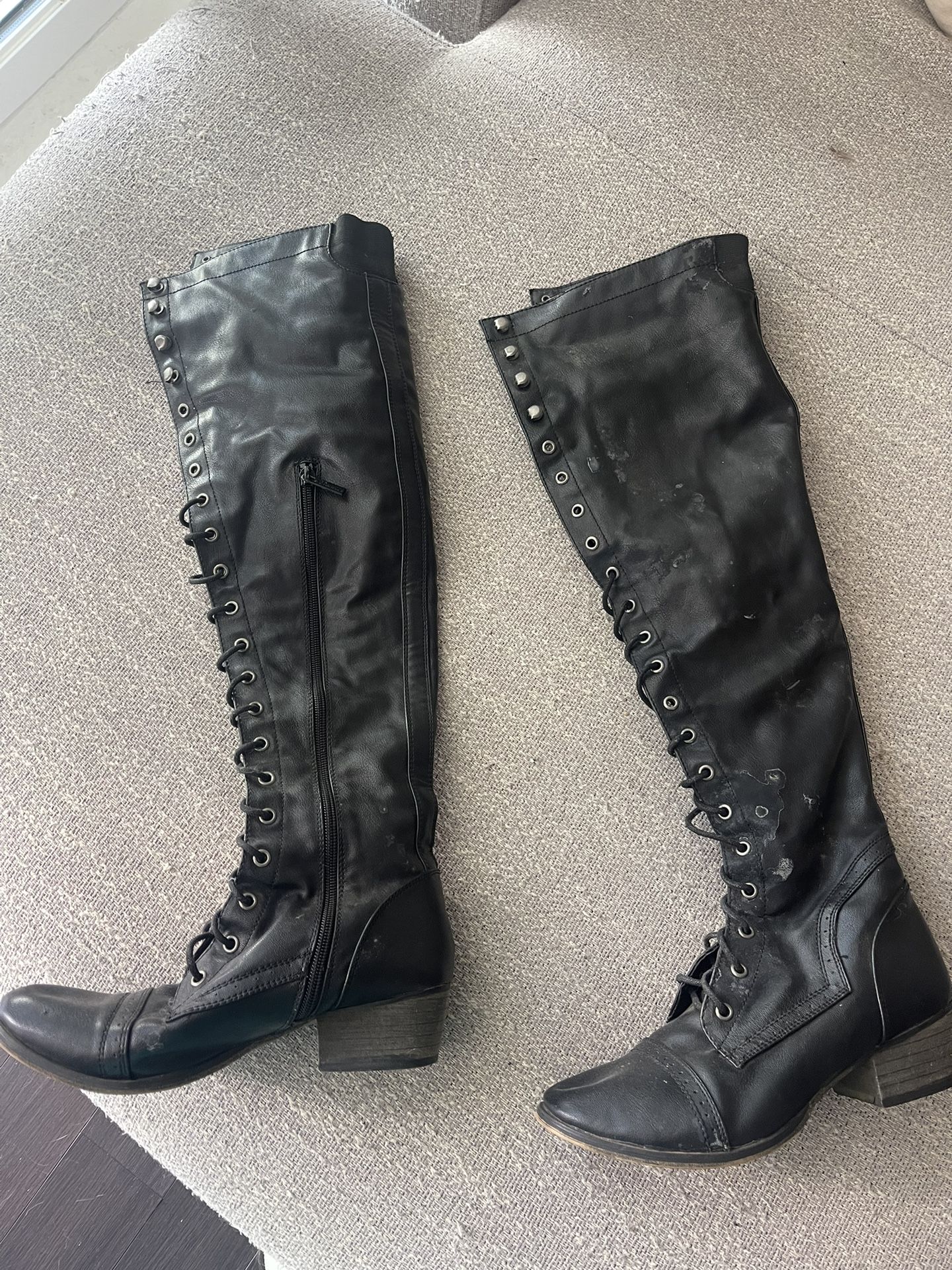 Black Over The Knee Combat Boots