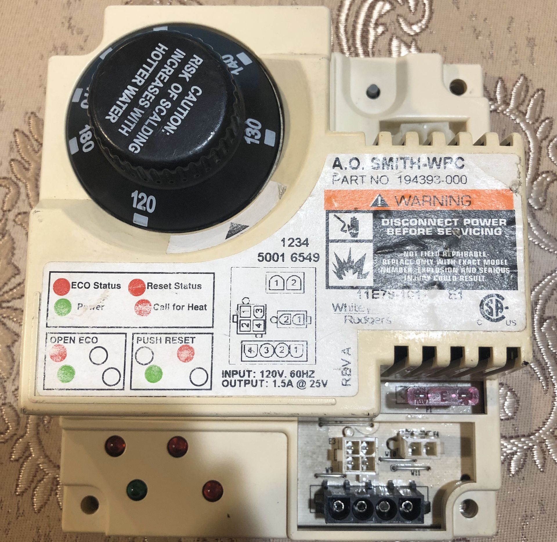A.O. Smith-WPC digital thermostat part No. 194393-000