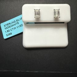 SOLID 925 sterling silver VVSD Moissanite Princess cut pushbacks