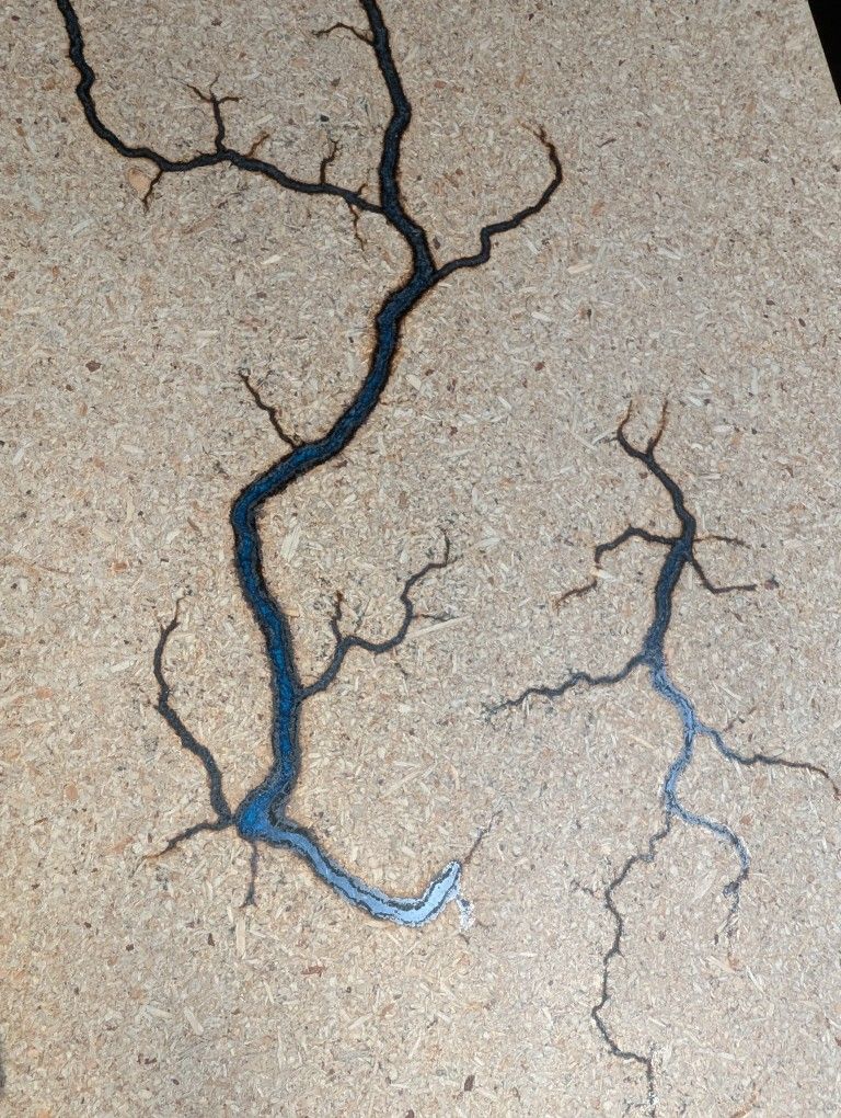 High Voltage Arc Art, Dark Blue Epoxy Filled 24" x 8"