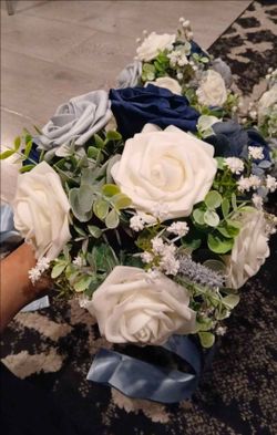 Dusty Blue and Navy Bridesmaid Wedding Boquets