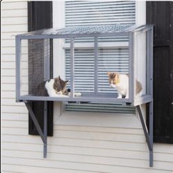Window Catio, Catio Outdoor Cat Enclosure Window Box, Wooden Cat Window Perch