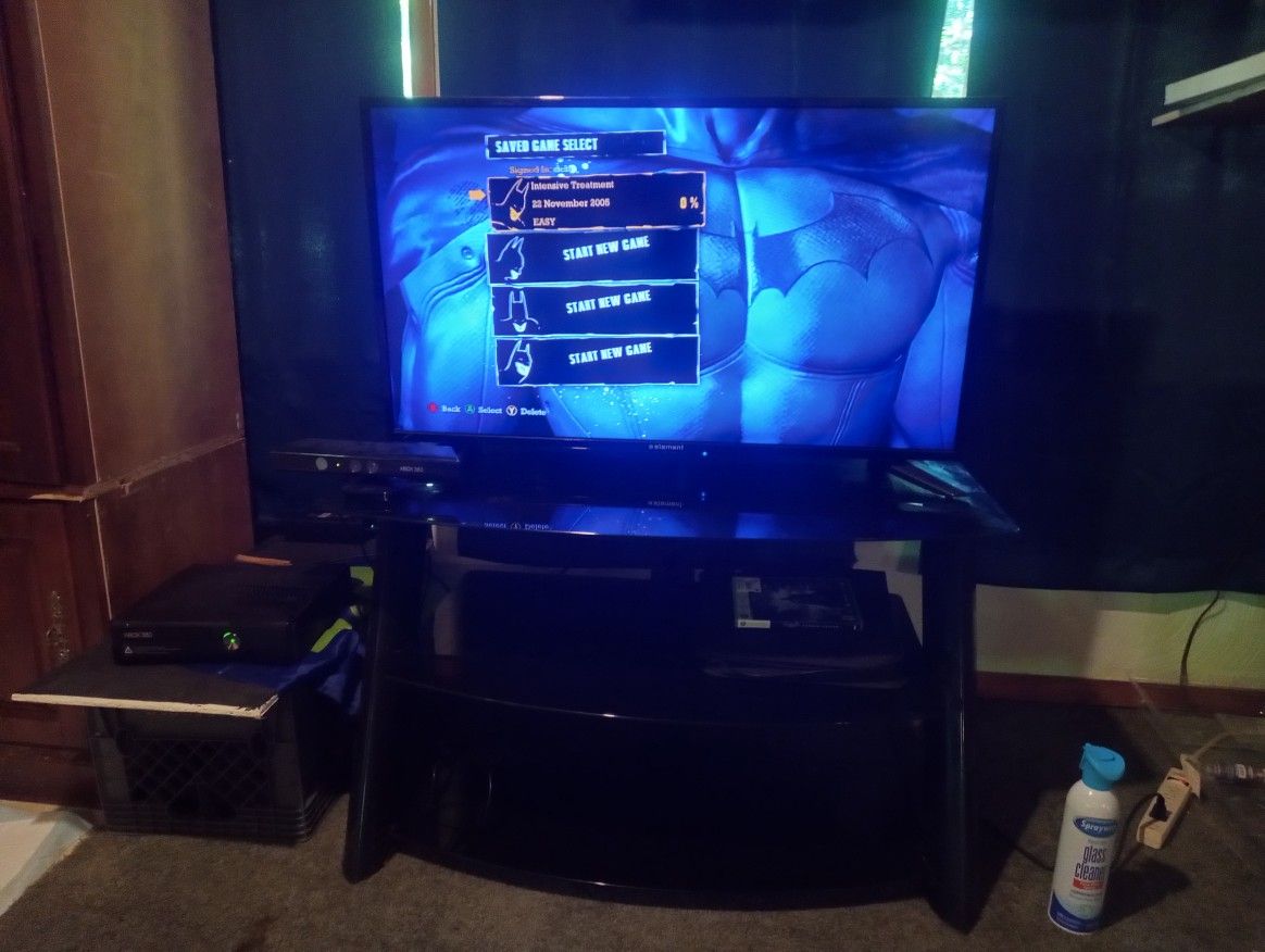 Xbox 360 With TV And TV Stand And Games And Gaming Sofa