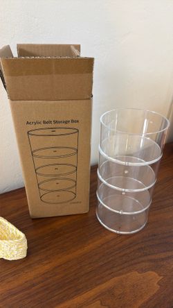 Belt Organizer for Closet Storage: Clear Acrylic 4-Layer Stackable Belt Box, Space-Saving Belt Case Holder for closet, drawer