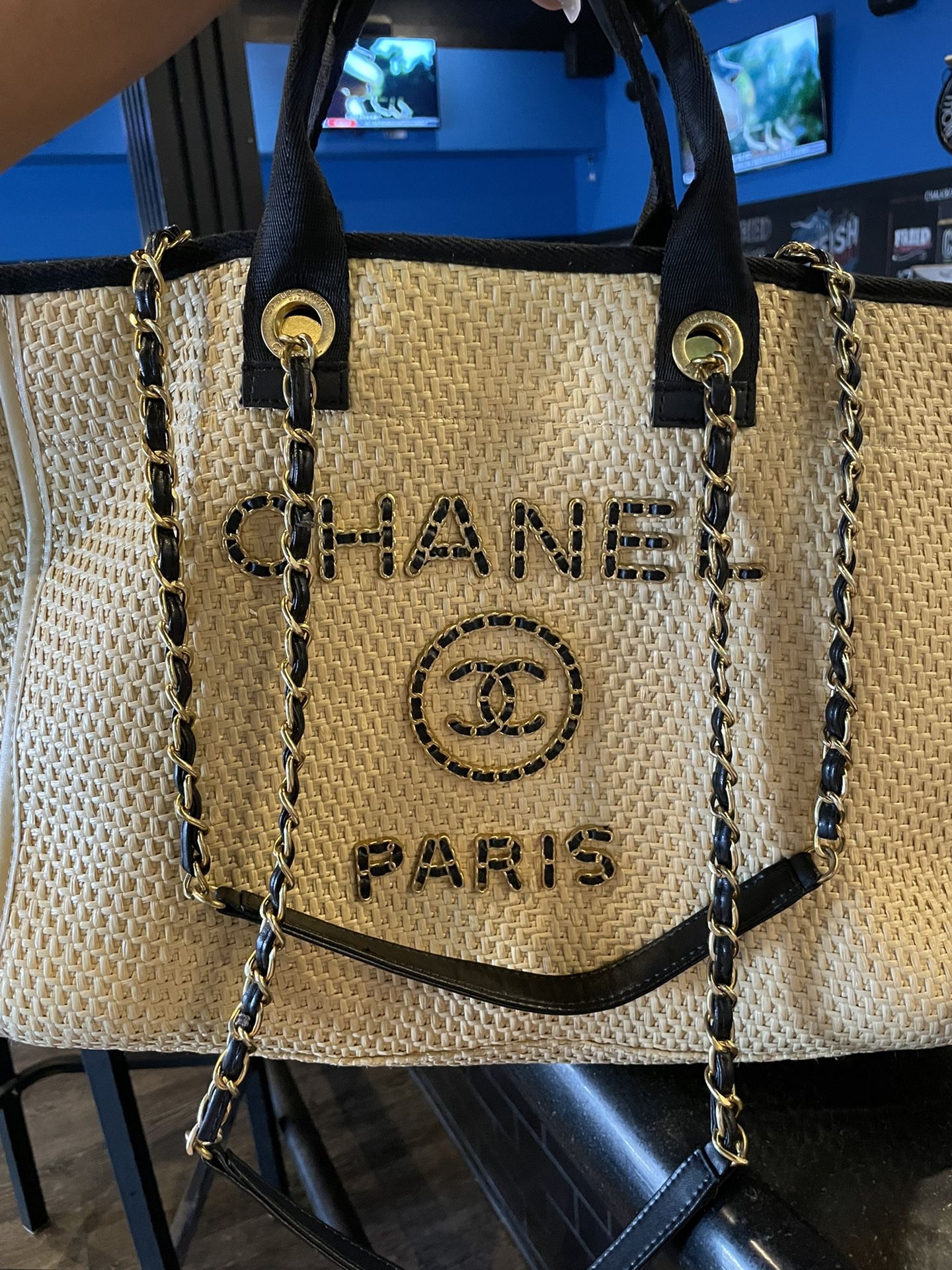 straw chanel tote bag