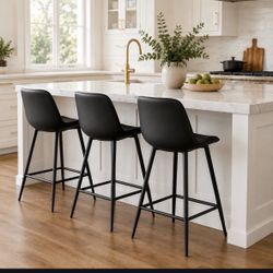 Modern Black Counter Stools Set of 3 – 24” Seat Height