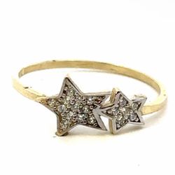 Woman’s Ladies 10k Yellow Gold CZ Cubic Zirconia Stars Band Ring Size 7 GP3116216 