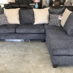 New Grey L-shape Sectional Sofa Couch with Pillows 