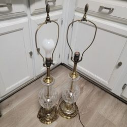 Pair Of Vintage Crystal Like Lamps