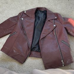 Brown Leather Jacket Forever 21 Medium