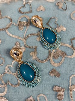 New fashion handmade water drops rhinestone turquoise earrings