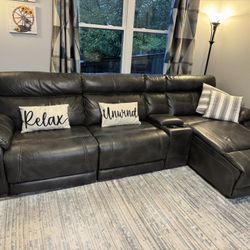 Faux Leather Couch Power Reclining 