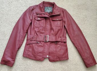 Last Kiss Burgundy Biker Jacket Size S