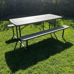 6ft Folding Outdoor Picnic Table With Benches