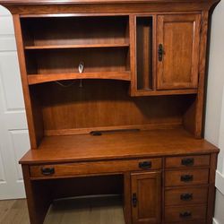 Wood Desk with Hutch