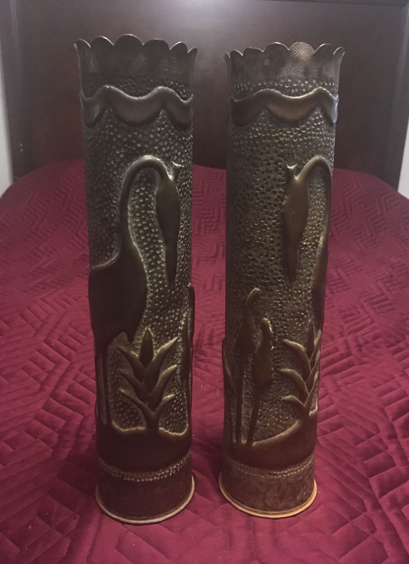 Trench Art WW1 Vases Shell Casings Simply Magnificent Set