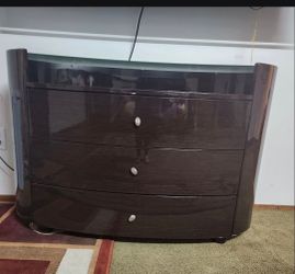 Dark 3-Drawer Dresser with Glass Top