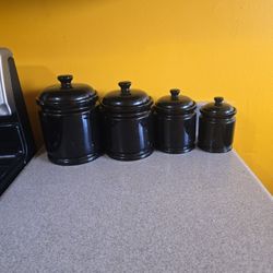 Ceramic 4 Canister Set - Black