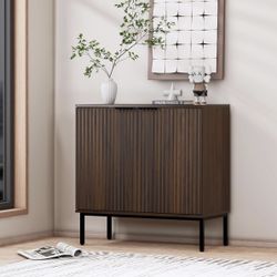 Fluted Sideboard, Buffet Cabinet with Storage, Wooden with Doors and Shelves,Accent Cabinet for Living Dining Room, Entryway