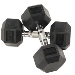 🔥NEW🔥 BalanceFrom Rubber Hex Dumbbells, 25lb Pair, Black