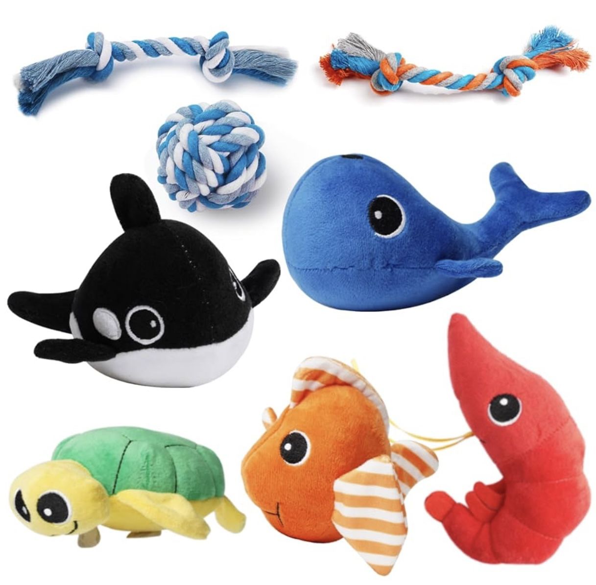 Puppy Toys Small Dogs, Durable Puppy Toys for Teething Small Dogs, Cute Dog Toys for Small Dogs, Stuffed Plush Squeaky Dog Toys and Ocean Small Dog To