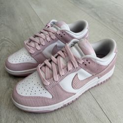pink corduroy nike dunk lows