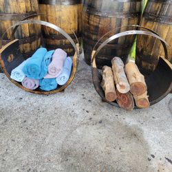 Reclaimed Whiskey Barrel Basket