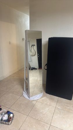 Full-Length Standing Mirror with White Frame