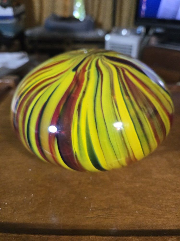 Colorful Swirl Glass Paperweight