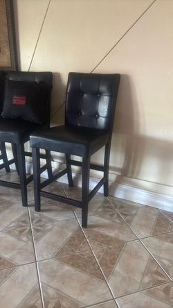 Black Faux Leather Bar Stools Set of 4