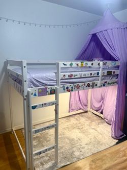 Twin loft bed solid wood