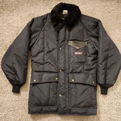 Vintage RefrigiWear Iron-Tuff Siberian Parka Black Jacket Men's L USA Made 2006
