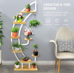 Curved 6 Tier Plant Stand White