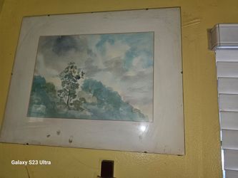 Framed Watercolor Landscape Painting