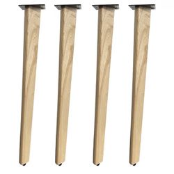QLLY 28 Inch Solid Wood Table Legs, Wood Furniture Replacement Leg, Natural Set of 4, 28" Wooden Desk Legs, Built-in Leveling Feet, for DIY Dining Tab