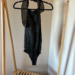 Womens Black Halter Neck Mesh Bodysuit 