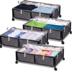 🧺 Brand New Cunno 4-Piece Under Bed Storage Drawers with Handles & Wheels – Foldable Organizers
